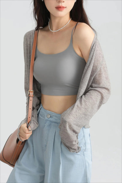 Tencel V-Neck Cropped Cardigan