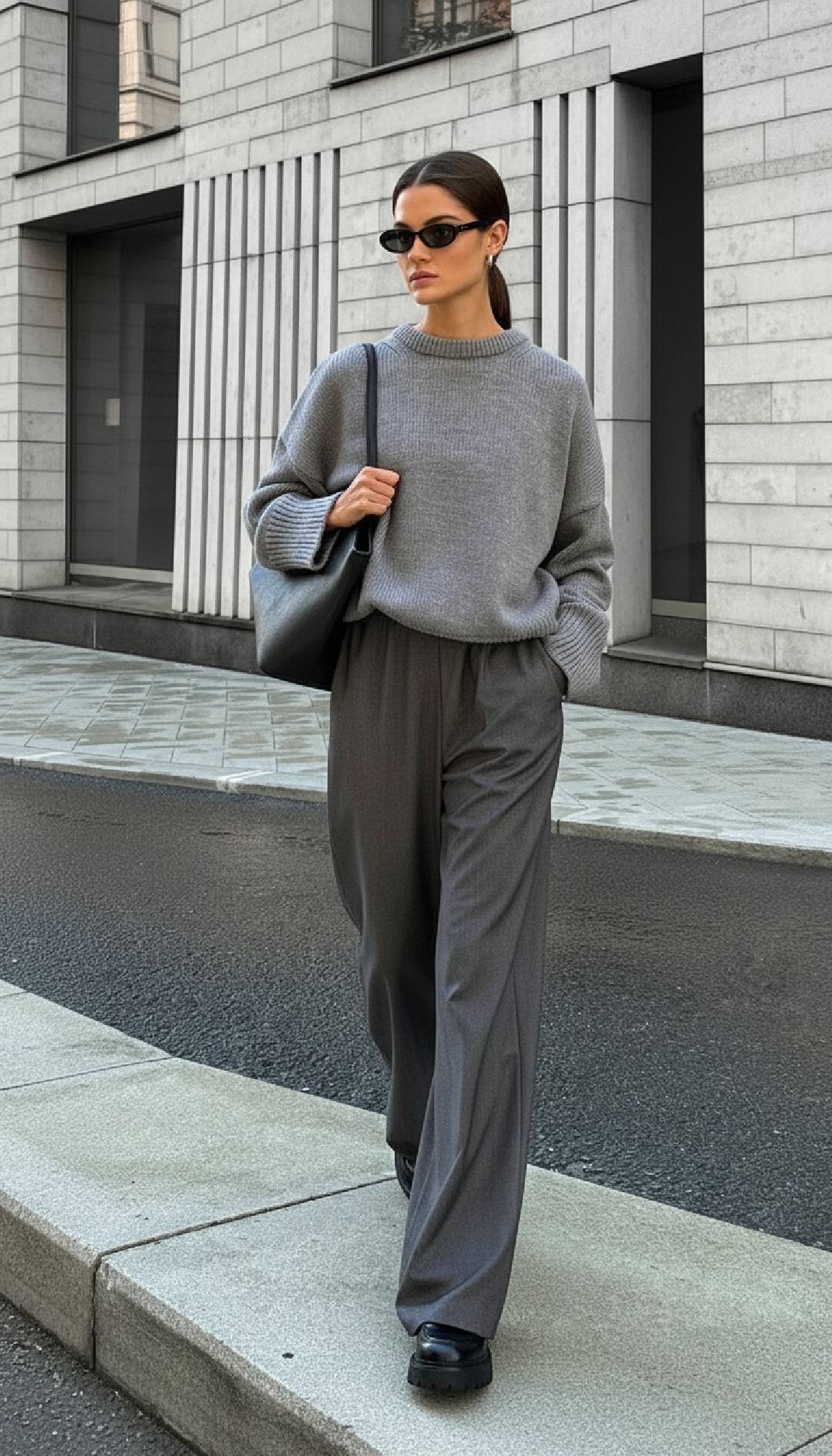 Solid Knit Crew Neck Sweater
