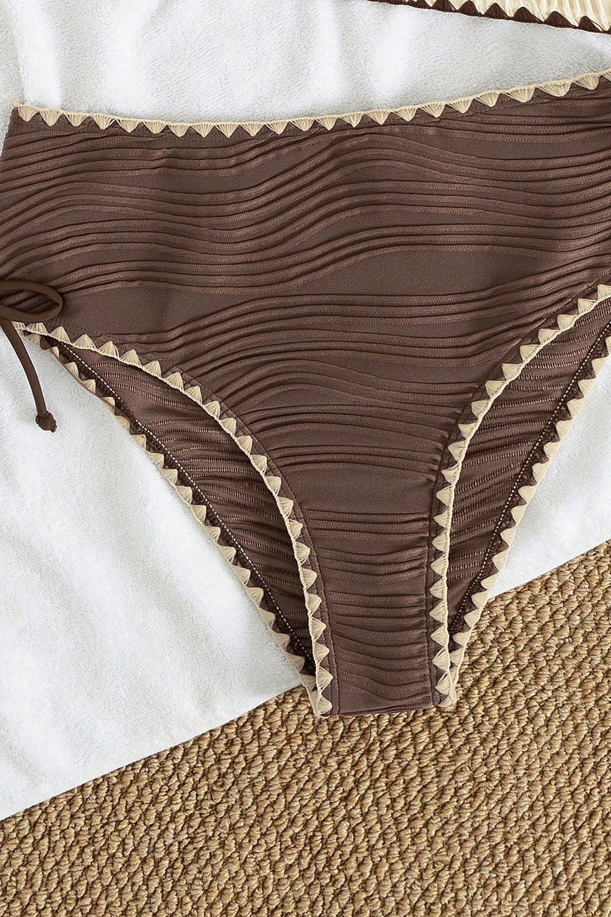 Halter Strappy Backless Textured Two Piece Swim Set