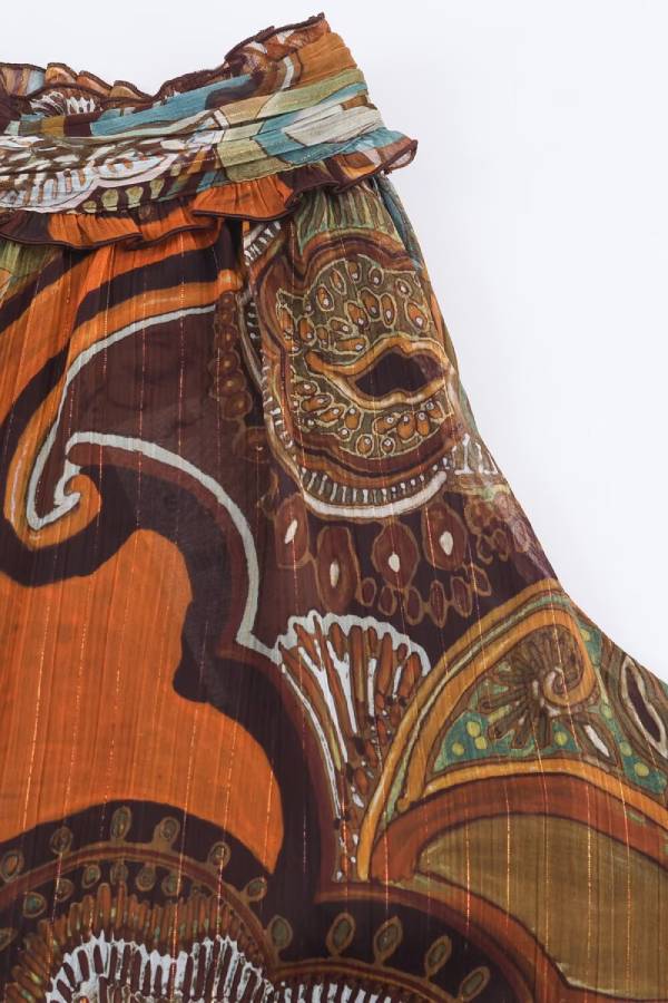 Retro Paisley Halter Neck Asymmetrical Top
