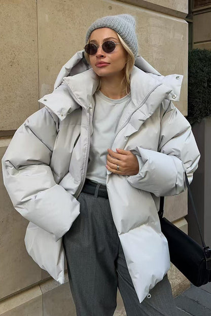 Heavy Duty Zipped Hooded Puffer Jacket