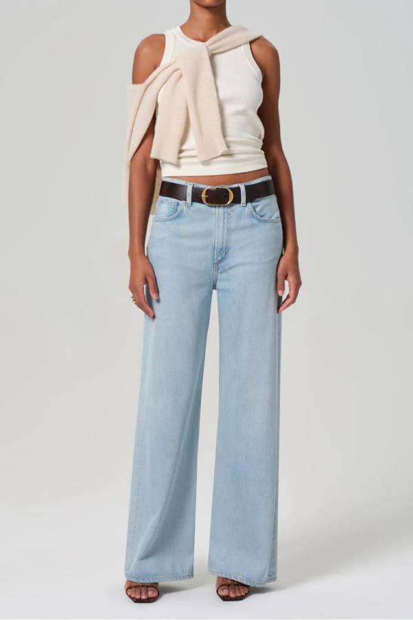 Light Blue High-Waisted Wide-Leg Jeans