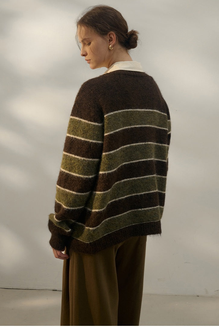Textured Stripe Color Block Cardigan