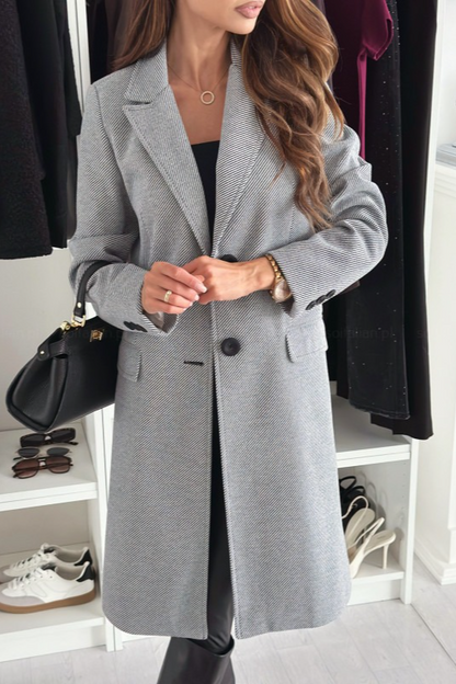 Explosive Model Plain Single Breasted Simple Woolen Long Sleeve Overcoat