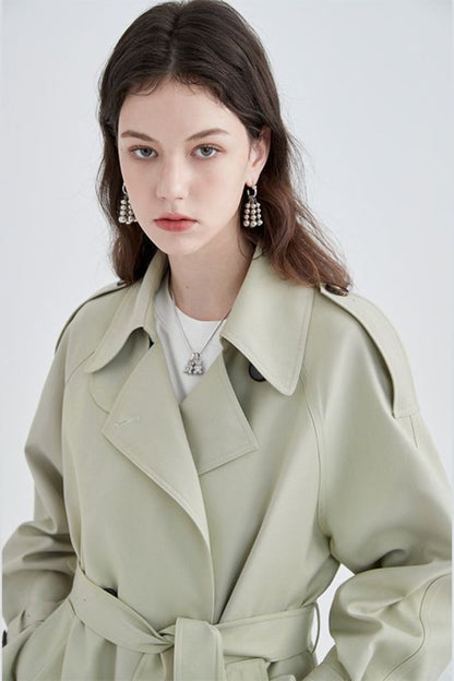 Green Midi Trench Overcoat