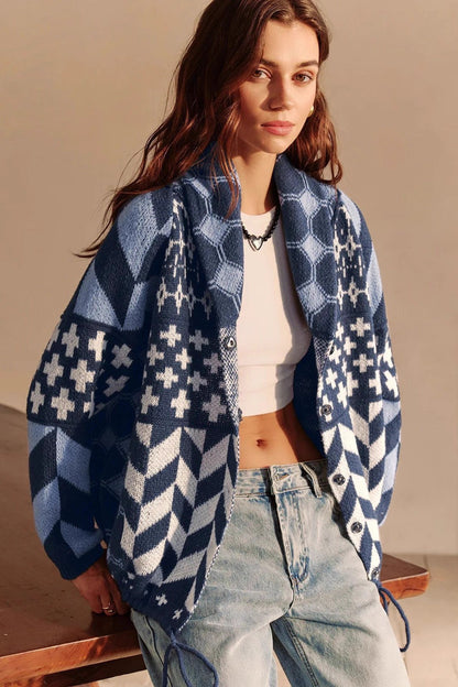 Oversized Abstract Knit Cardigan