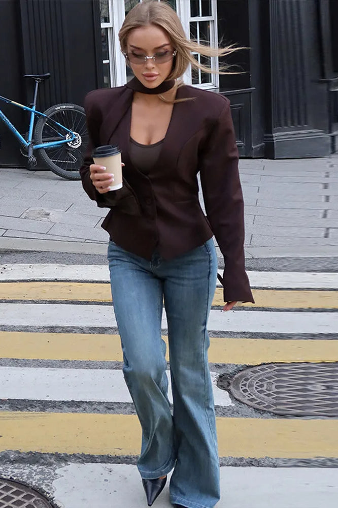 Slit V-Neck Slim Fit Blazer