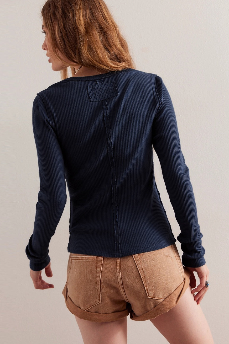 Round Neck Long Sleeve Ribbed Cardigan