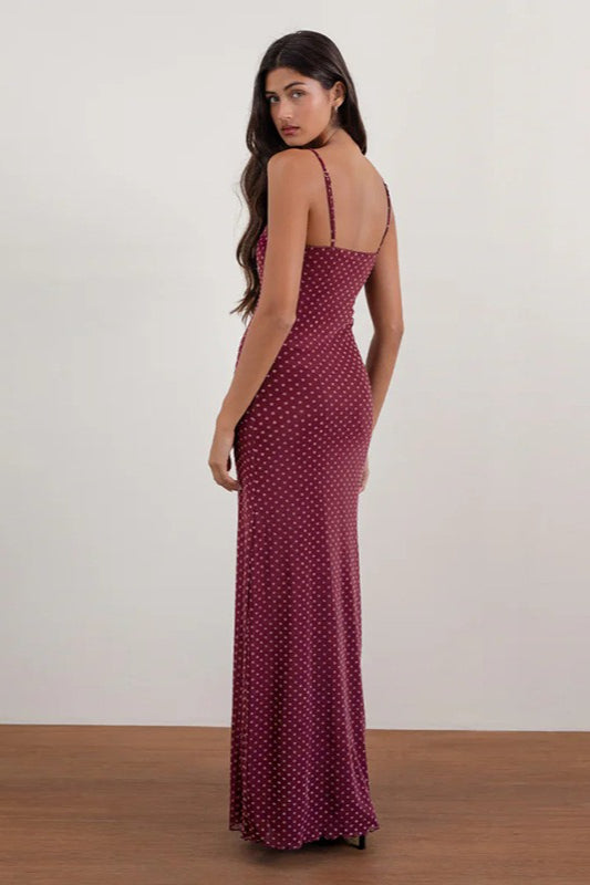 Backless Polka Dot Cami Maxi Dress