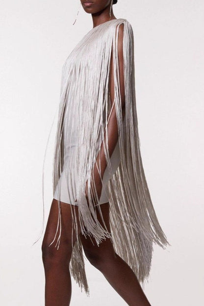 Simple Flowy Fringe Party Cocktail Dress