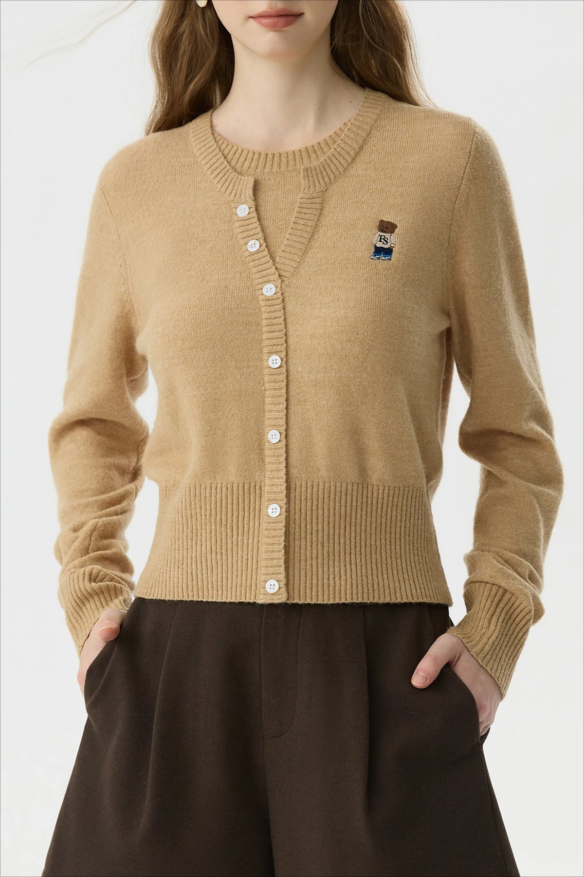 Wool Blend College Style Cardigan