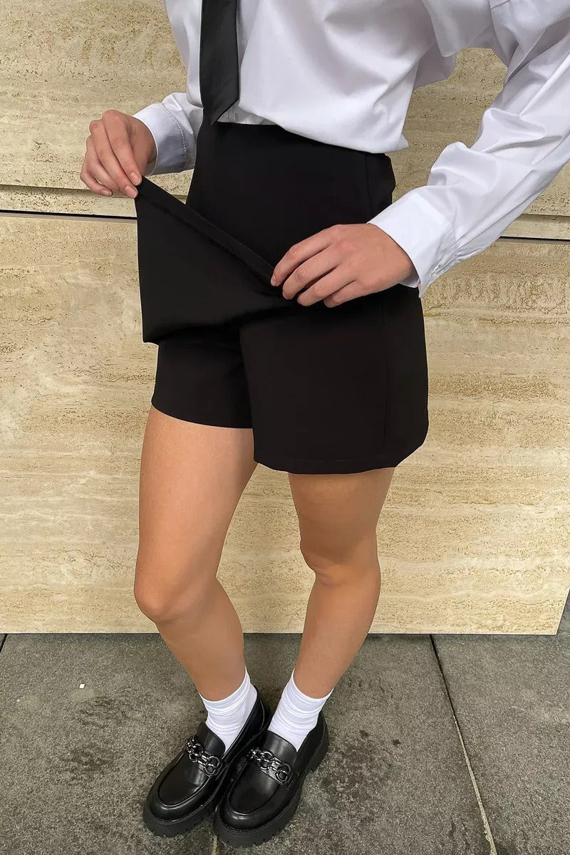 High Waist Asymmetric Slim Fit Casual Skort