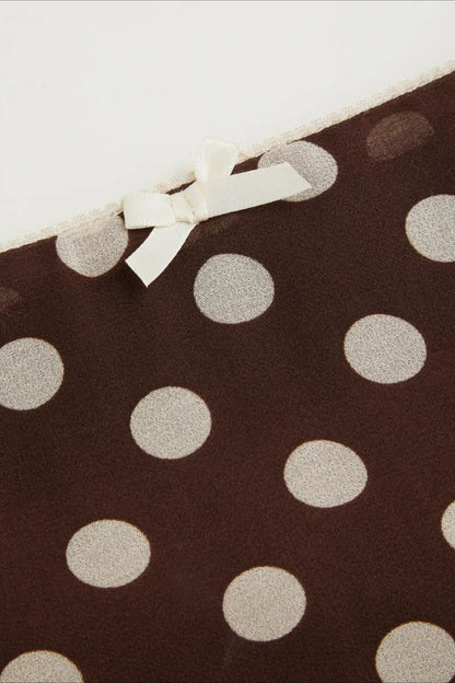 High Waist Polka Dot Chiffon Mermaid Midi Skirt