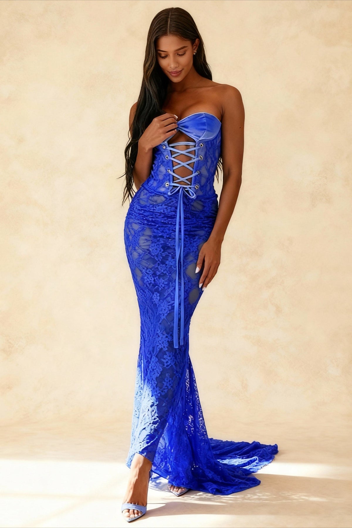 Lace-up Backless Bodycon Maxi Dress