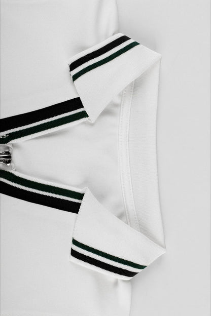 Polo Collar Stretch Fit Top Ruched Mini Skirt Set