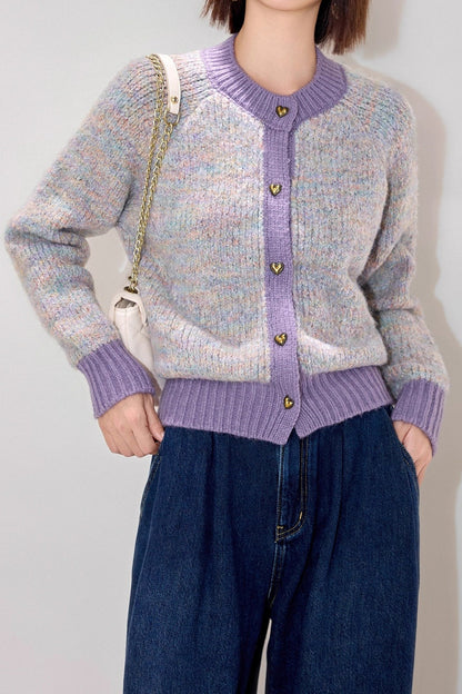 Tweed Color Block Cardigan