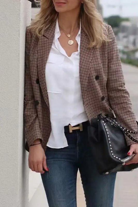 Vintage Plaid Longline Blazer