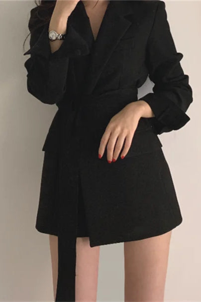 Belted Loose Fit Straight Blazer