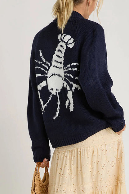 Lobster Print Knit Cardigan