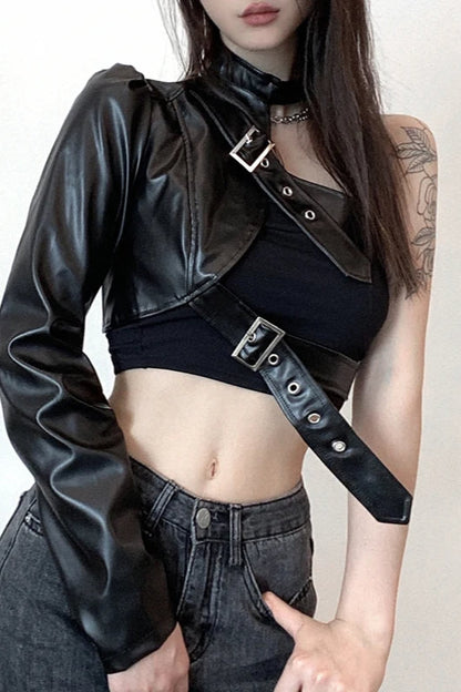 Asymmetrical Punk Crop Jacket