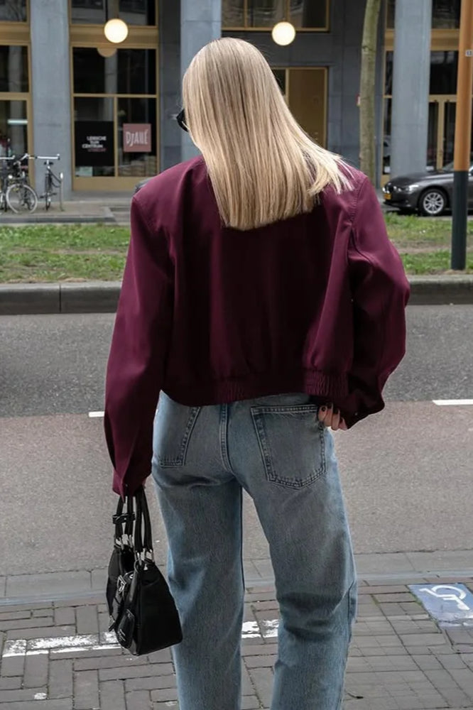 Burgundy Casual Zip Jacket