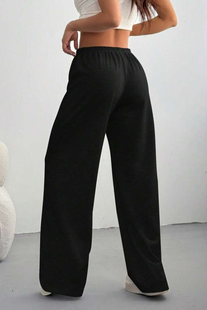 Solid Drawstring Waist Knit Pants