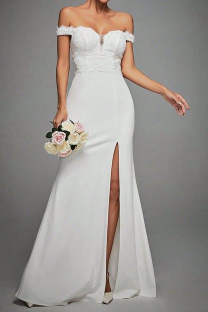 Off Shoulder High Slit Prom Dress