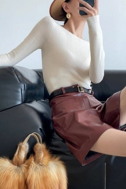 Seamless Ripple Stitch Knit Top
