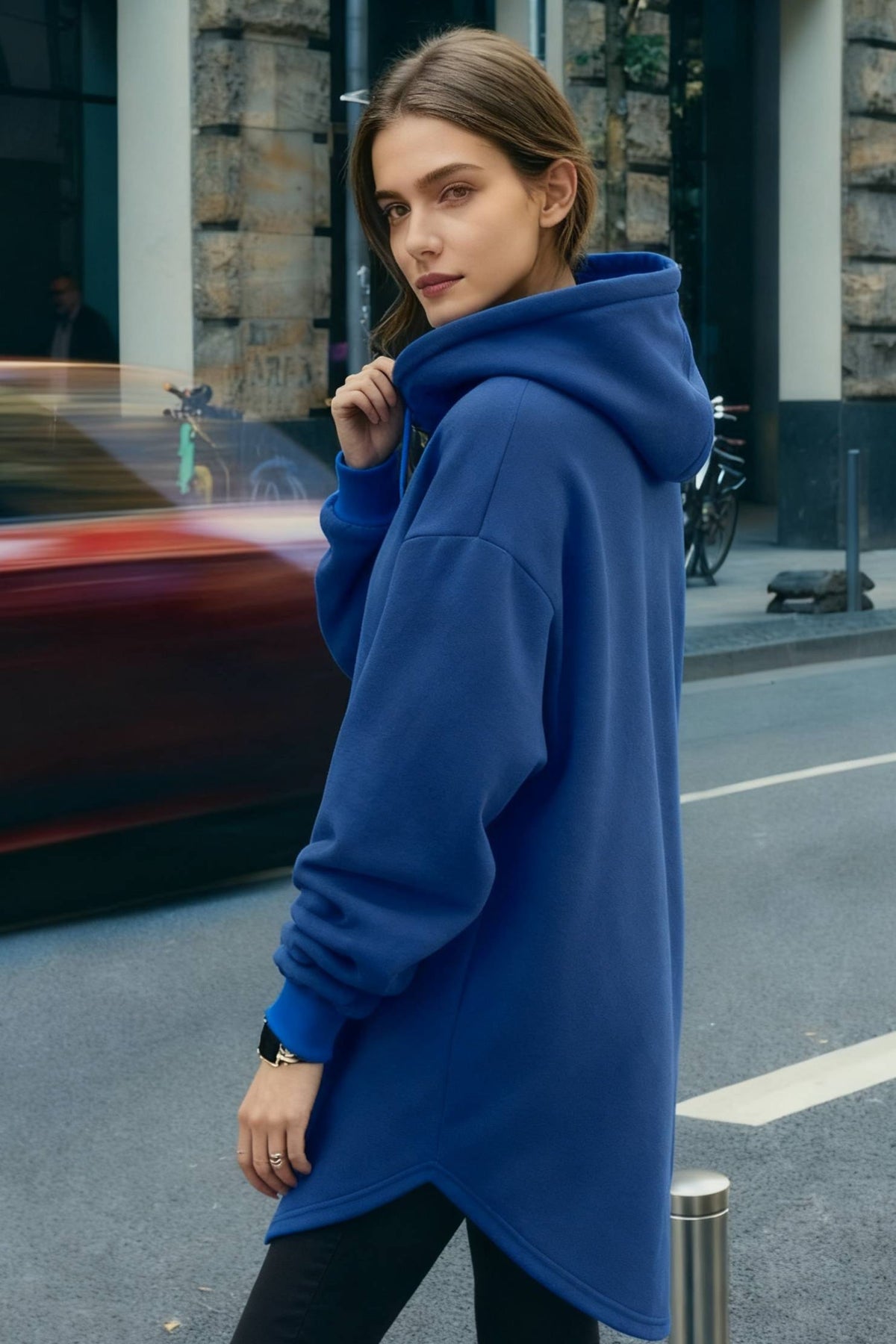 Pullover Loose Hoodie Casual - Drawstring Oversized - Women's Long Solid Sweatshirt Autumn Arm Streetwear