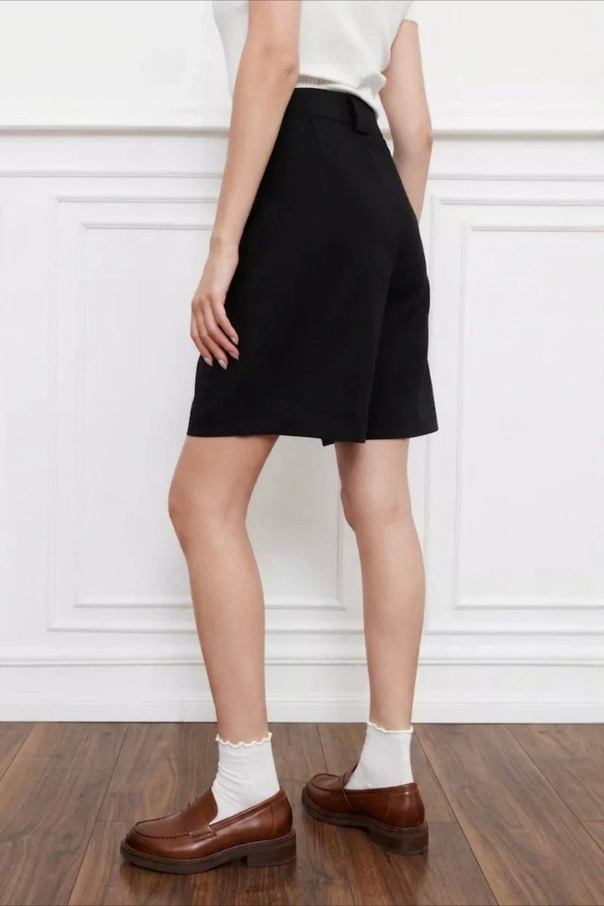 High Waist Minimalist Casual Tailored Shorts
