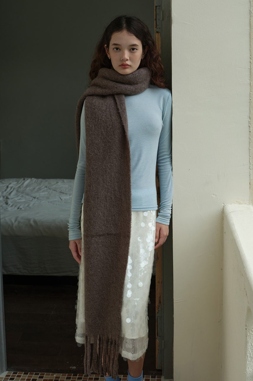 Glacier Blue Solid Wool Blend Scarf