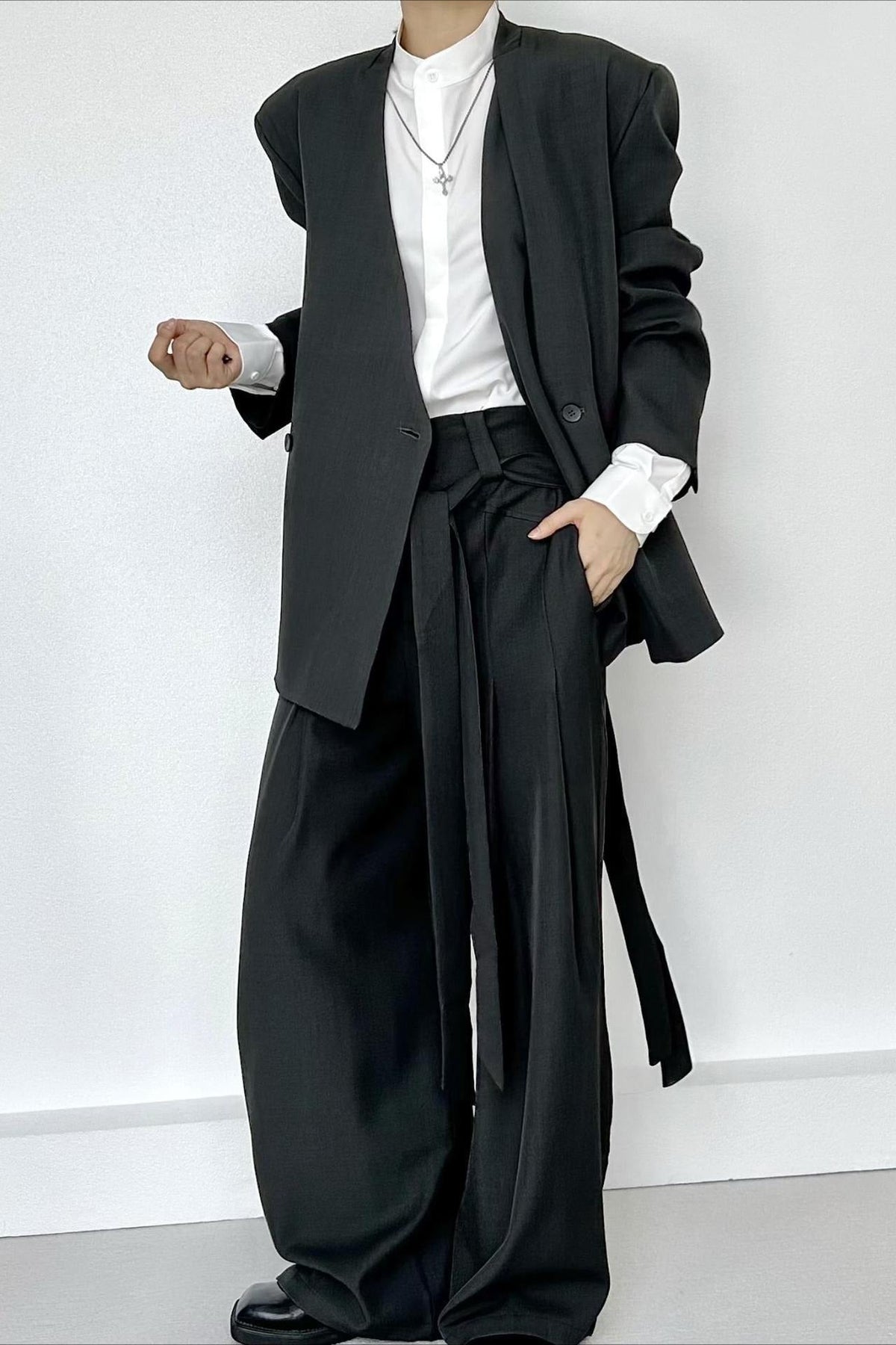 Ruched Ribbon Minimalist Chic Pants