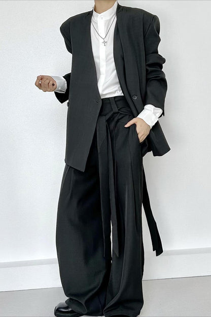 Ruched Ribbon Minimalist Chic Pants