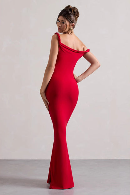 One Shoulder Solid Bodycon Dress