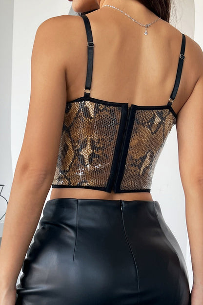 Leopard Sequin Bodycon Tank Top