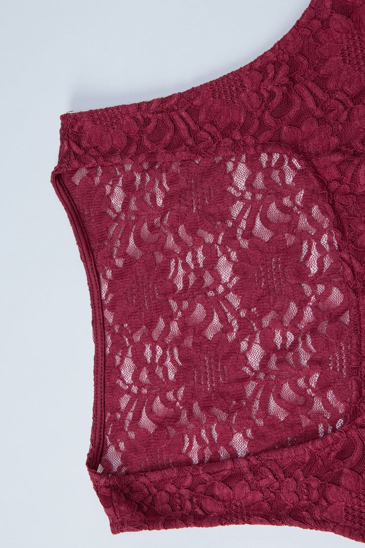 Lace Patchwork Square Neck Slim Tank Top