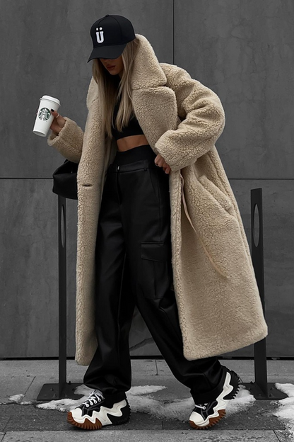 Extended Sherpa Fleece Warm Fuzzy Overcoat