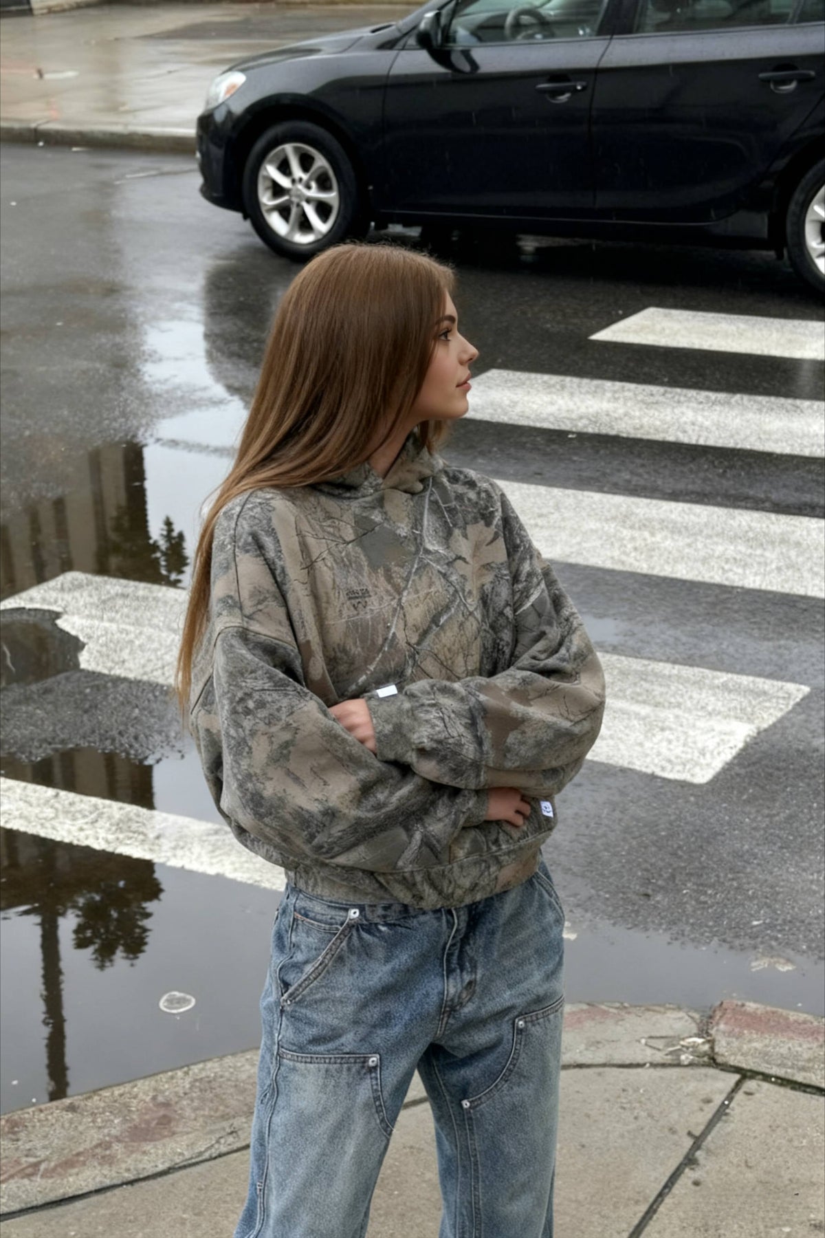 Camo Printed Oversized Hoodie