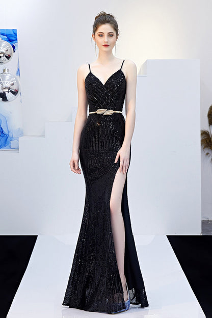 Sexy Slim Fishtail Party Dress with Belt