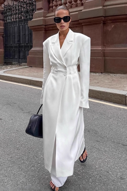 Chic Structured Waist Cinched Work Overcoat
