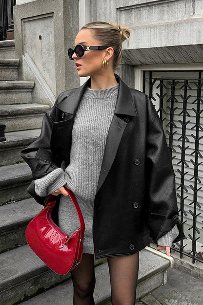 Vintage Relaxed Leather Coat