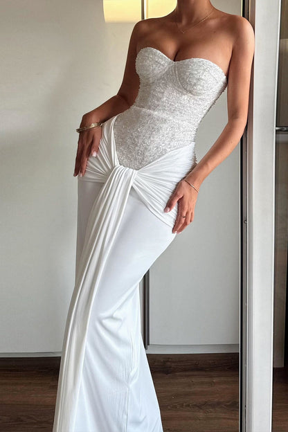 Strapless Rhinestone High Waist Bodycon Dress