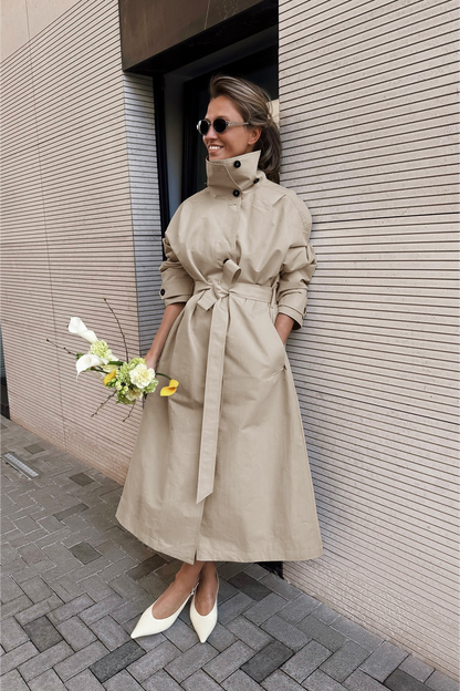 Relaxed Silhouette Stand Collar Petite Chic Overcoat