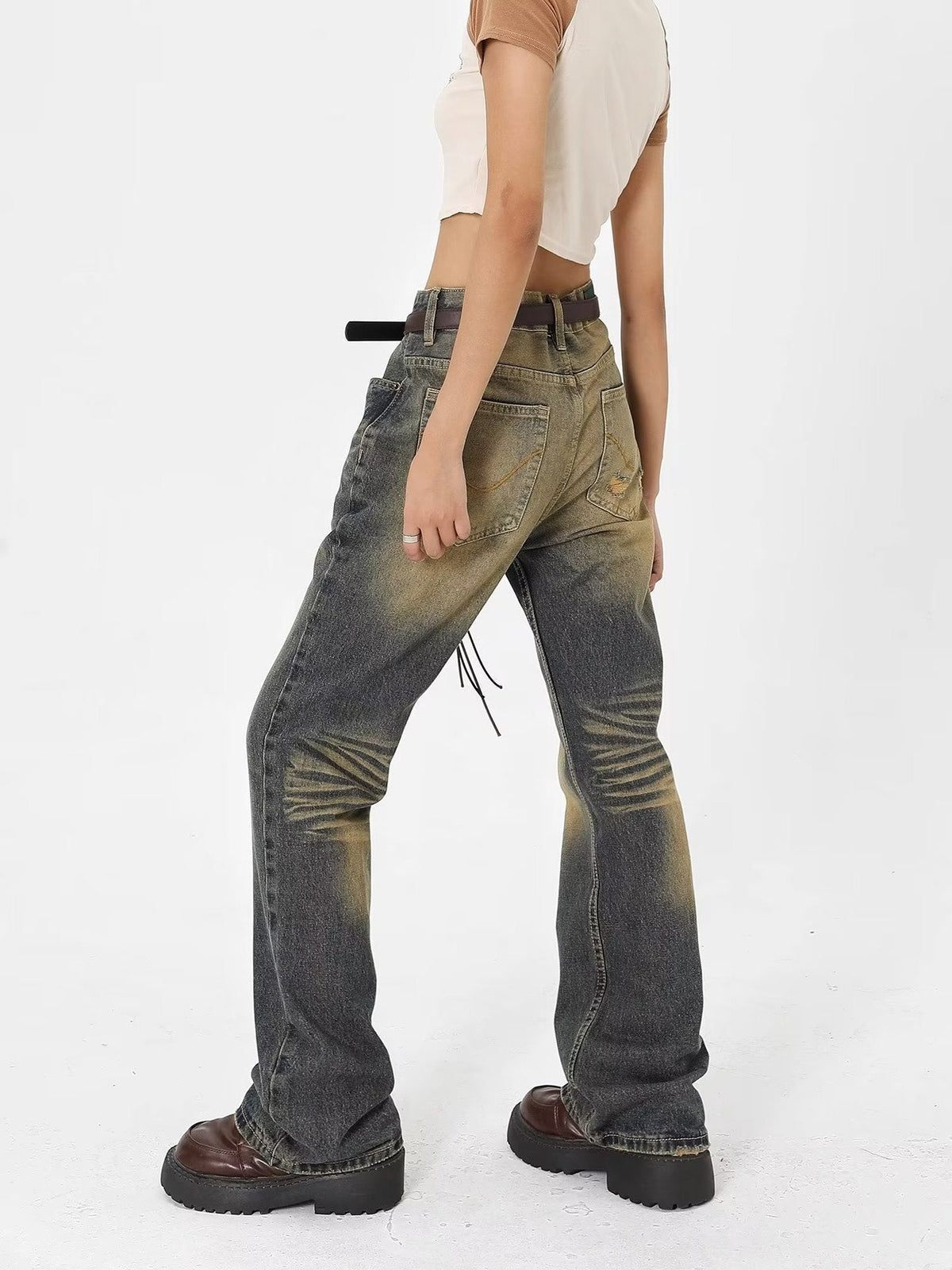 Wash Made Old Blue Micro Flared Retro Trendy Jean