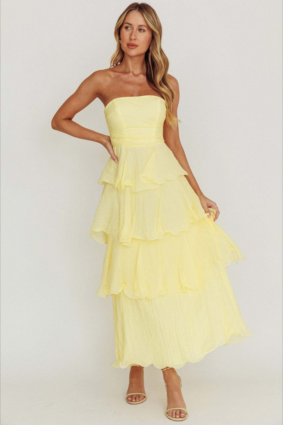 Sexy Slim Fit Strapless Backless Ruffled Prom Dress