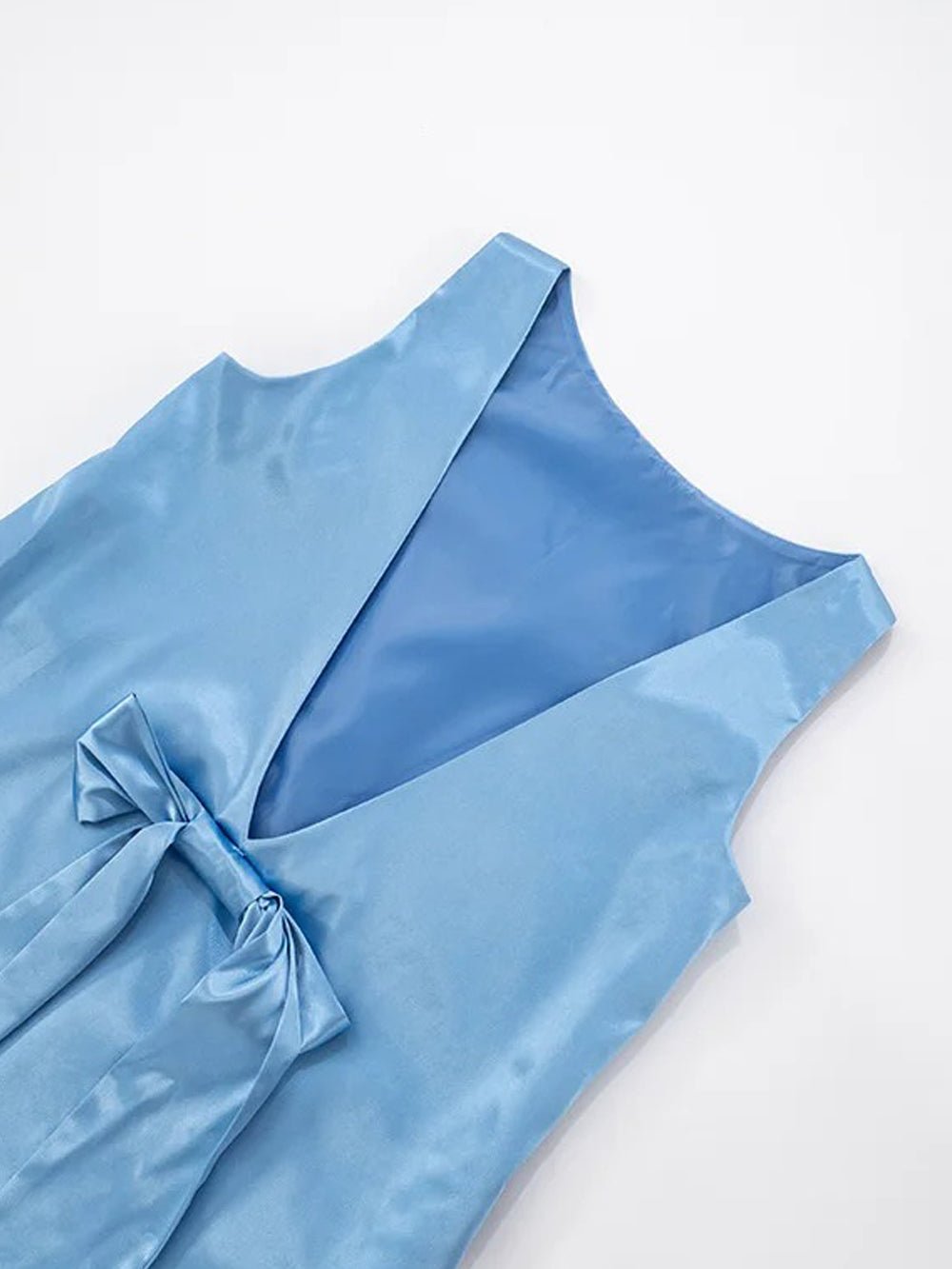 Satin Boat Neck Sleeveless Mini Dress