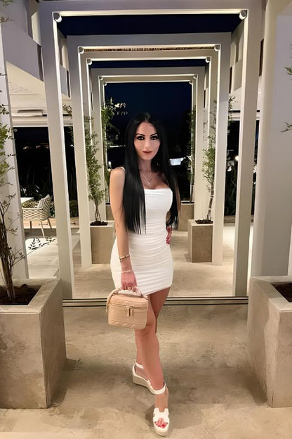 Pearl White All Over Ruched Bodycon Mini Dress