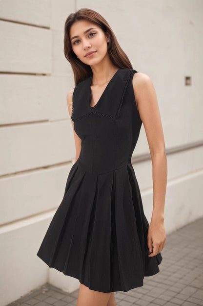 Ruffle V Neck Mini Work Dress