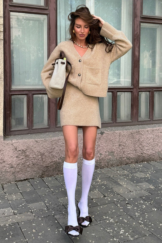 Solid Color Knit Blend Bodycon Office Skirt