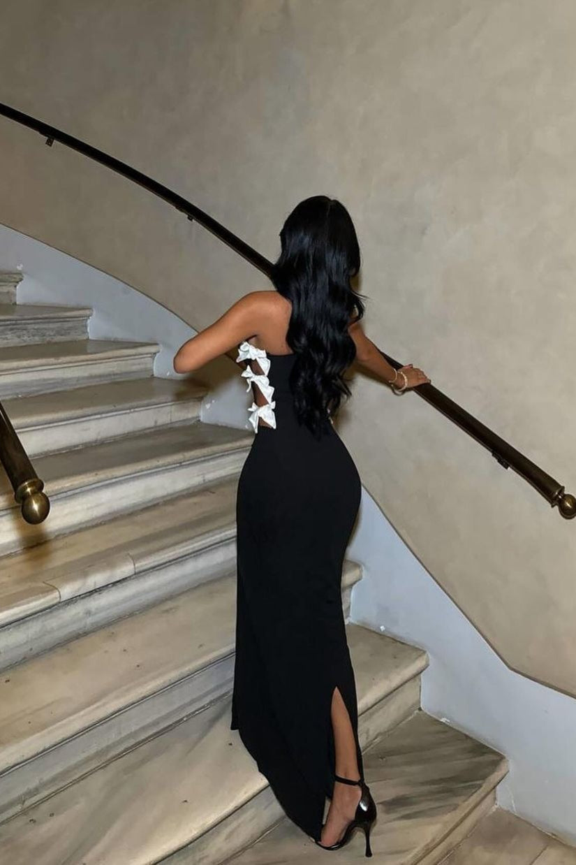 Off Shoulder Hollow Bow Mermaid Bandage Formal Dress
